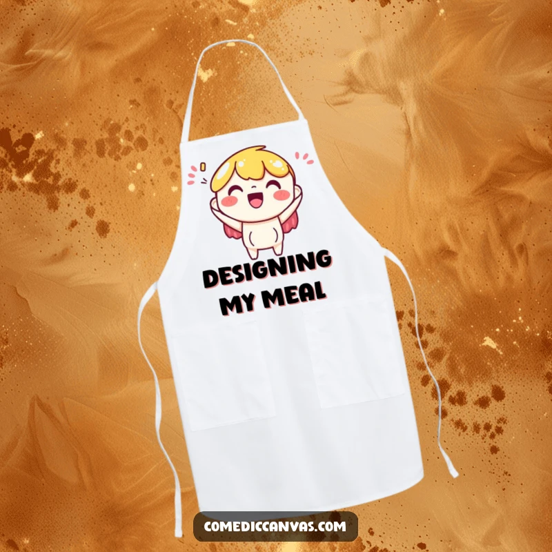 Funny apron showing a cheerful art paper character excitedly accepting a colorful design, perfect for studio work and creative messes.