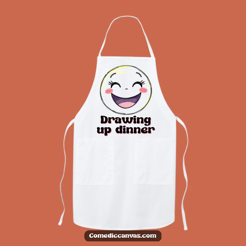 Funny Smiley Crayon Apron - Delighted Character Kitchen Wear