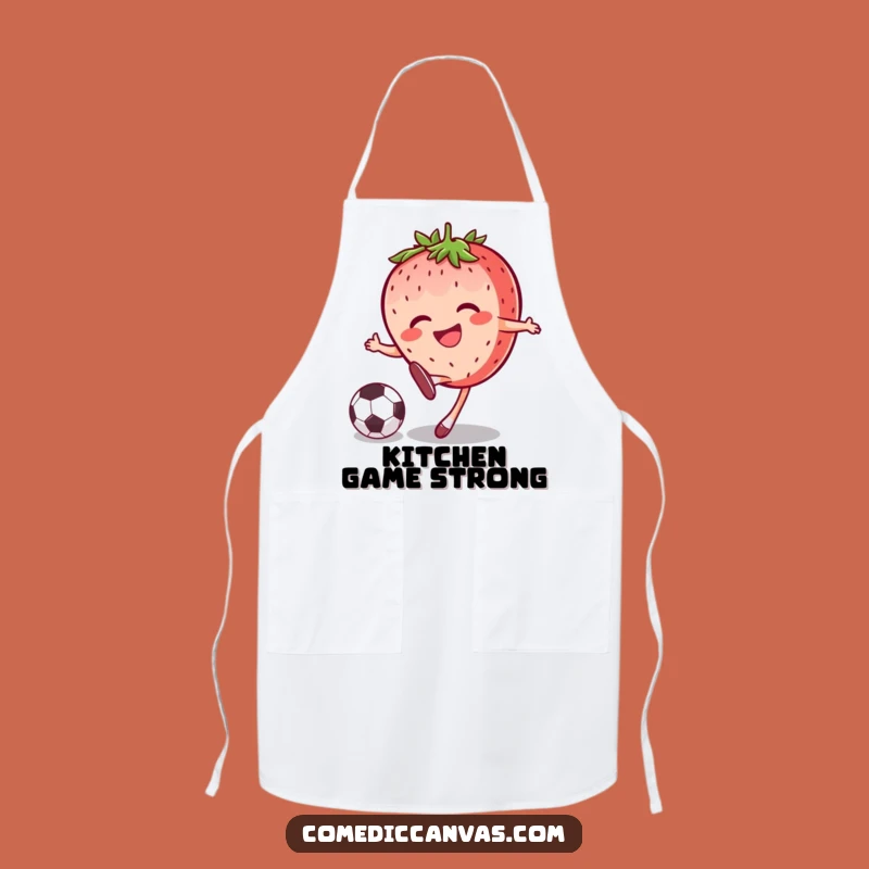 Funny Strawberry Soccer Kick Apron Cook Up Treats with a Smile