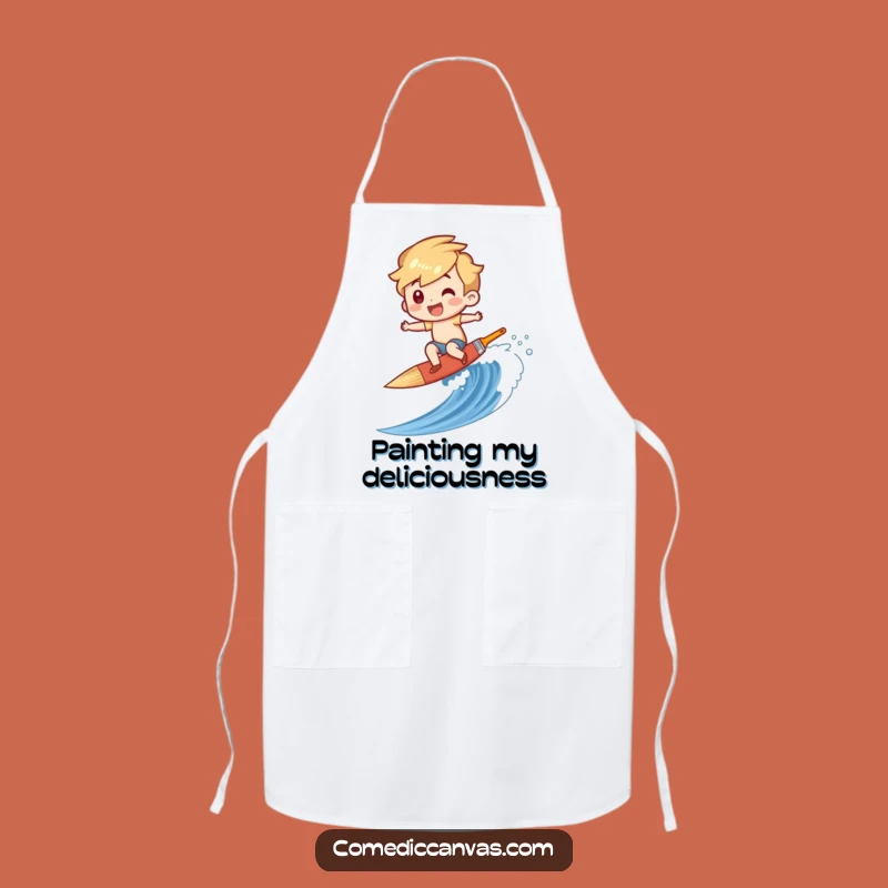 Funny Paintbrush Surfer Chef Apron - Hilarious Kitchenwear for the Artistic Cook