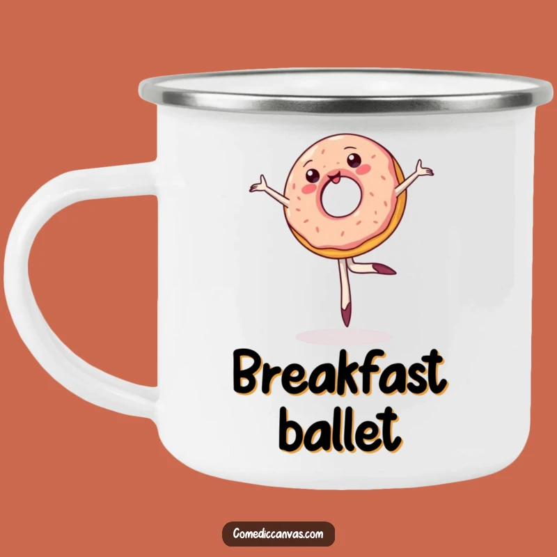 Funny Donut Ballet Camping Mug: Trail-Ready Humor for Your Adventures