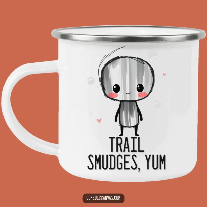 Funny Charcoal Stick Camping Mug: Whimsical Artist Smudging Lines, Outdoor Funny Gift