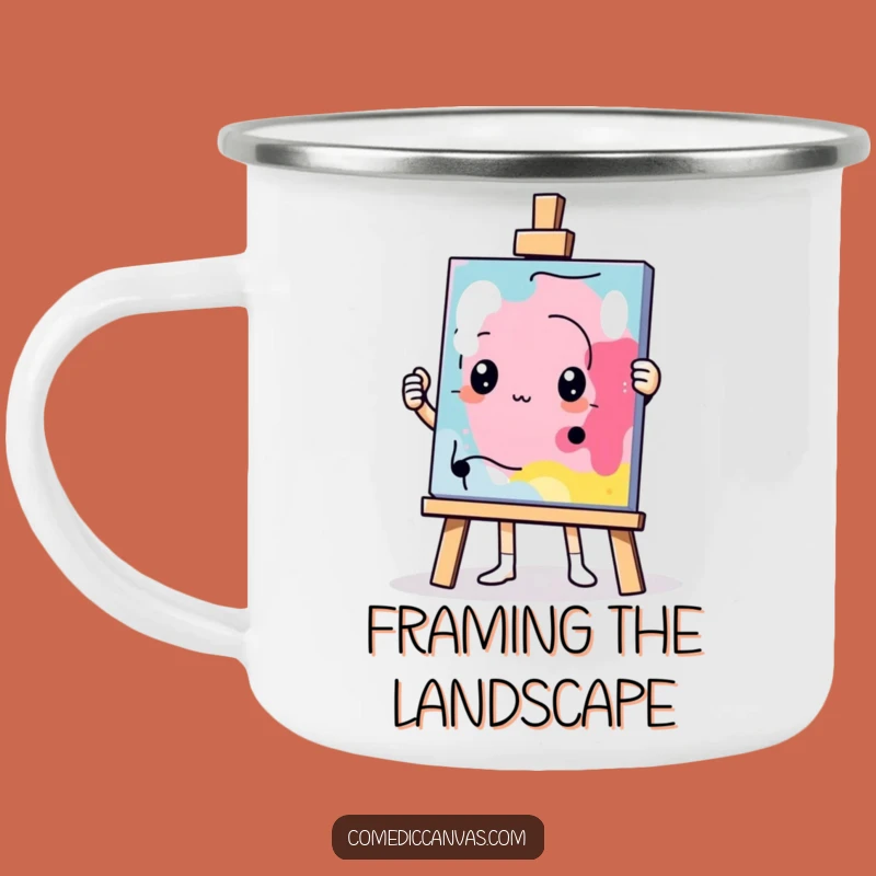 Funny Determined Easel Masterpiece Enamel Mug - Artistic Outdoor Adventure Gift