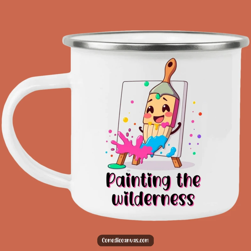 Funny Paintbrush Camping Mug: Vibrant Splatter for Outdoor Artists
