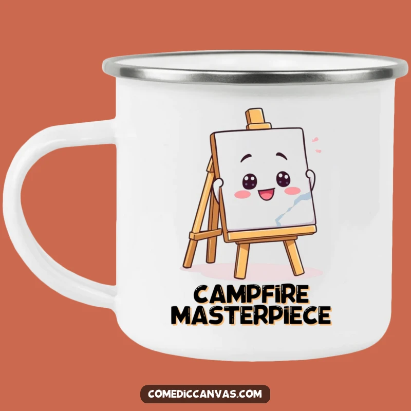 Funny Playful Easel Masterpiece Camping Mug, Outdoor Artist Gift