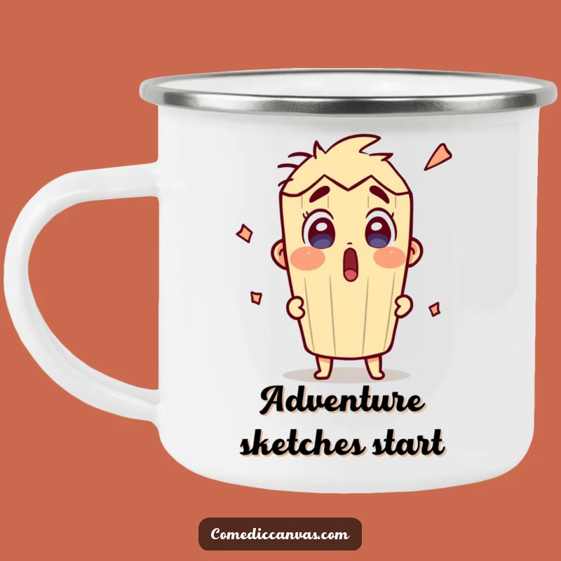 Funny Surprised Pencil Camping Mug: Your Hilarious Companion for Outdoor Art Adventures