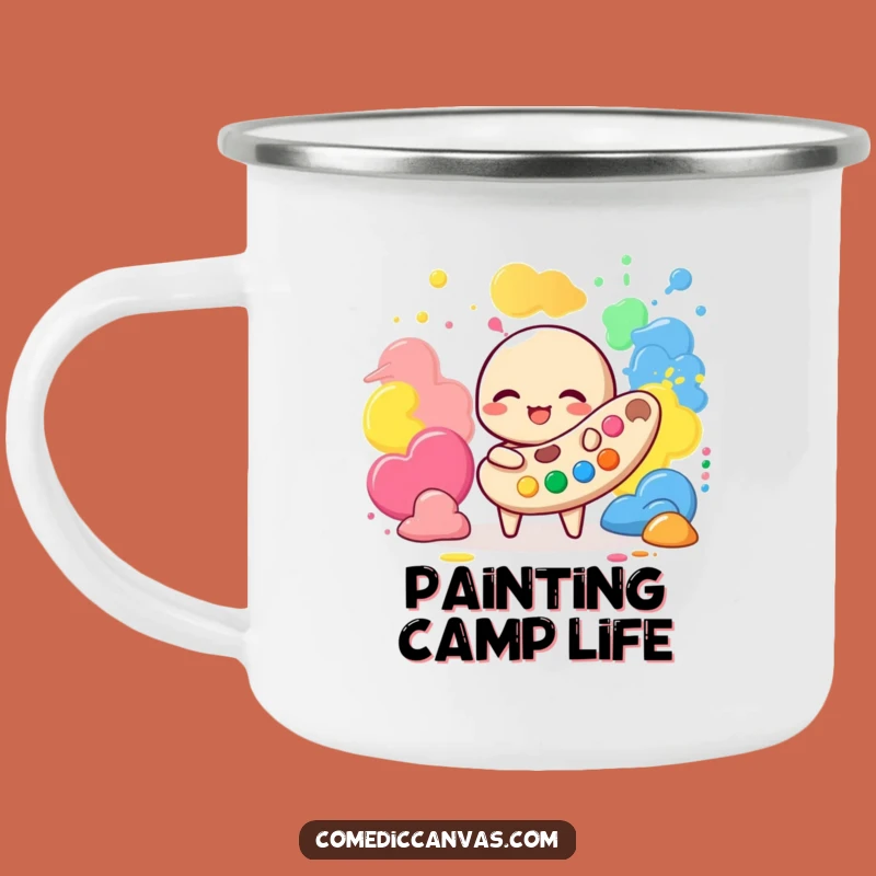 Funny Palette Paint Camping Mug - Rugged Art & Hilarious Outdoor Gift
