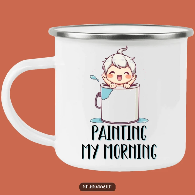 Funny Paint Can Pop Camping Mug: Outdoor Art Character Fun, Perfect Funny Gift