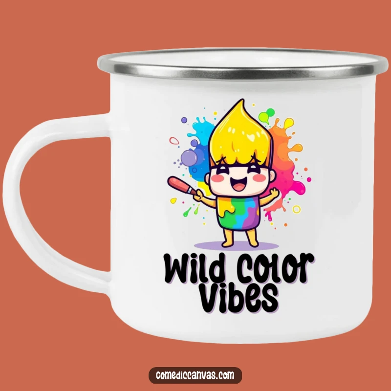 Funny Paintbrush Camping Mug: Enjoy Your Drink with Artistic Splatter Cheer