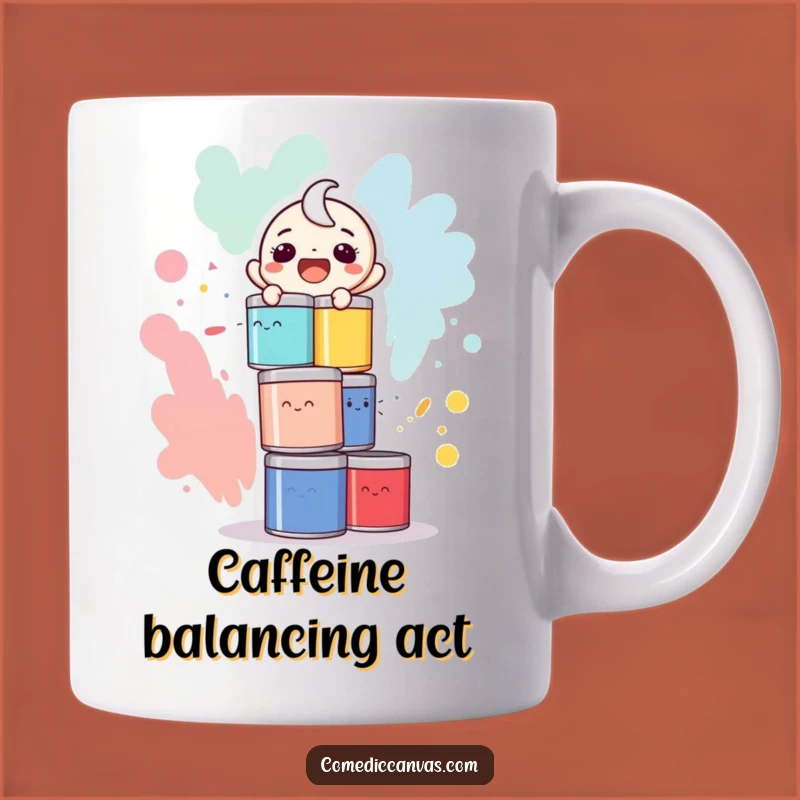 Funny Paint Can Balance Mug: Artist's Hilarious Risk, Perfect Funny Gift