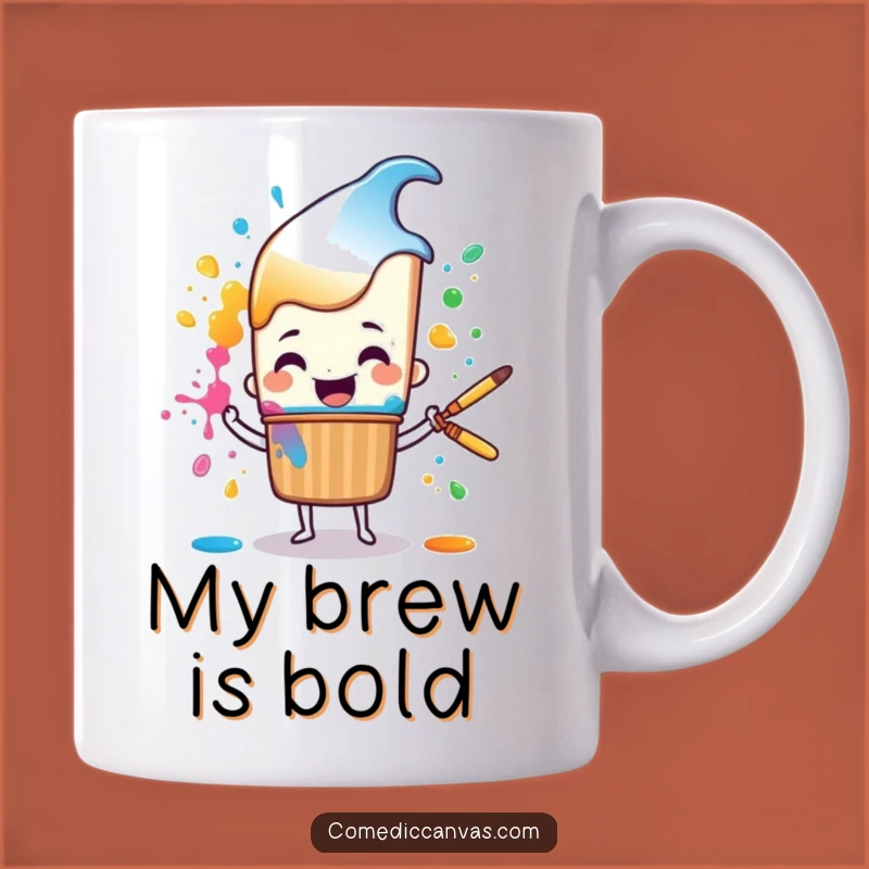 Funny Paint Splatter Mug - Cheerful Brush Character Art Gift