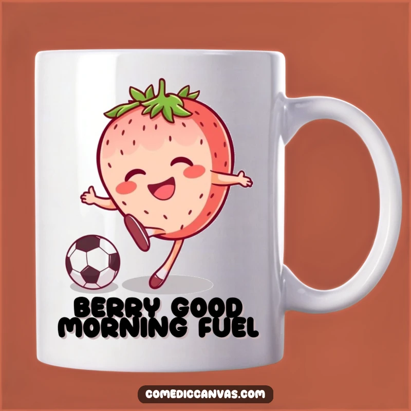 Funny Strawberry Soccer Kick Mug a Sweet Gift for Football Fans
