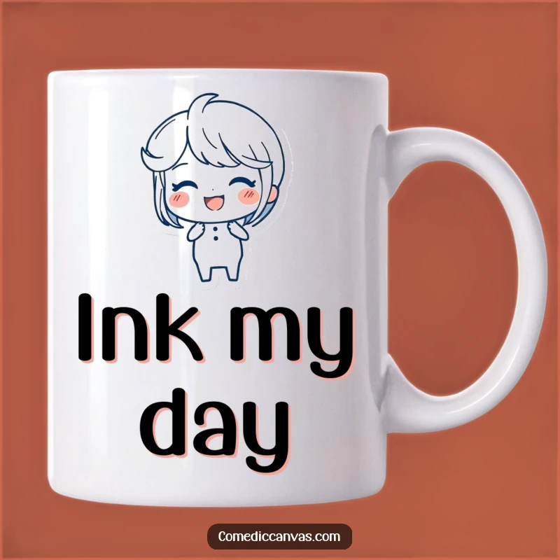Funny Ink Pen Mug: Joyful Artist Character Strokes, Perfect Funny Gift