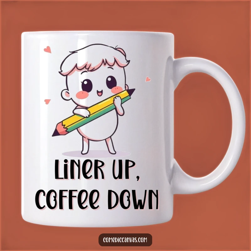 Funny Kawaii Pencil Sketch Mug: Energetic Line Art, Perfect Funny Gift for Artists!