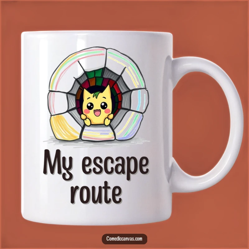 Funny Crayon Escape Mug: Mischievous Artist Drawing Funny Tunnel, Perfect Gift