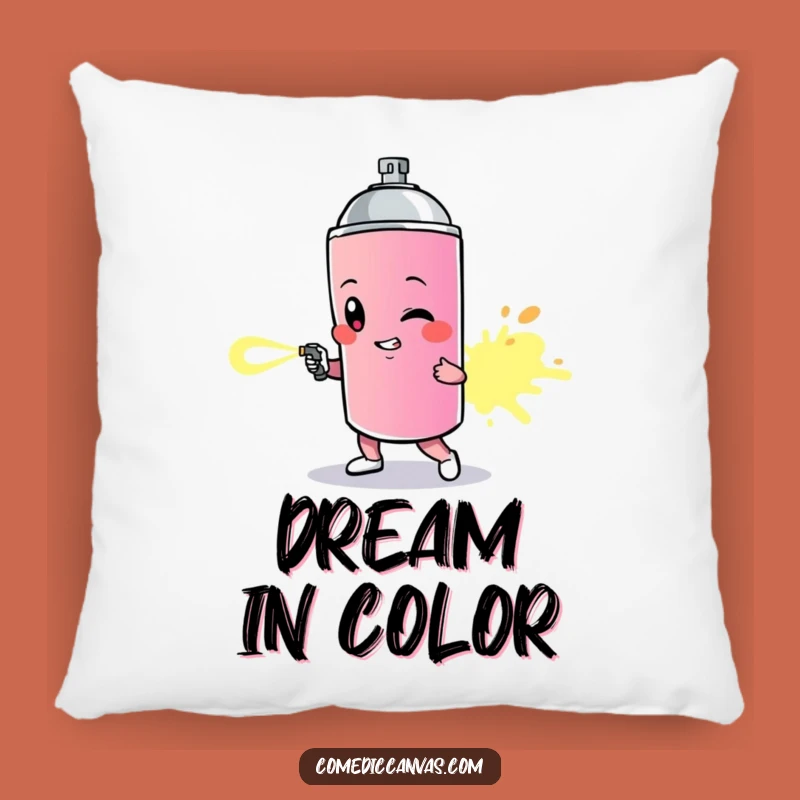 Funny Spray Paint Can Trail Pillow - Cozy Artistic Accent Gift