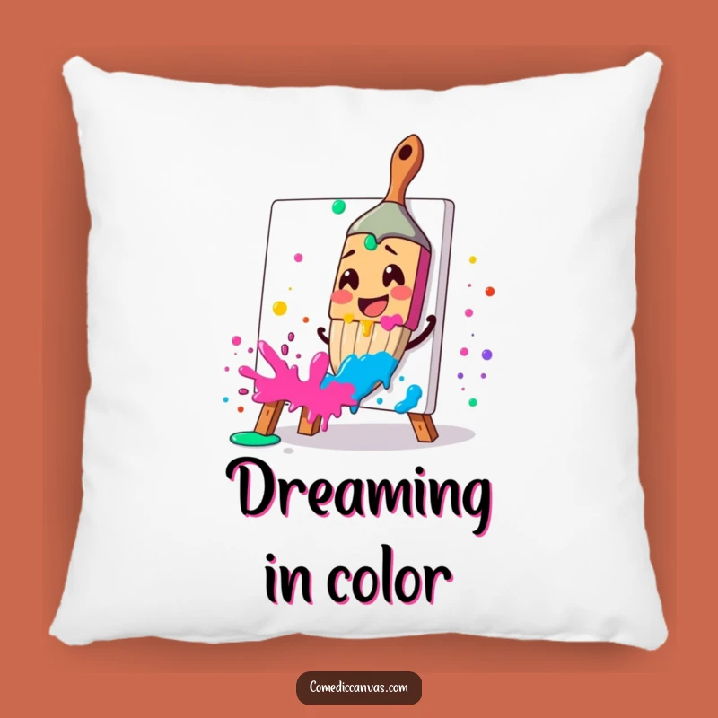 Funny Paintbrush Splatter Pillow: Cozy Comfort for Creative Minds