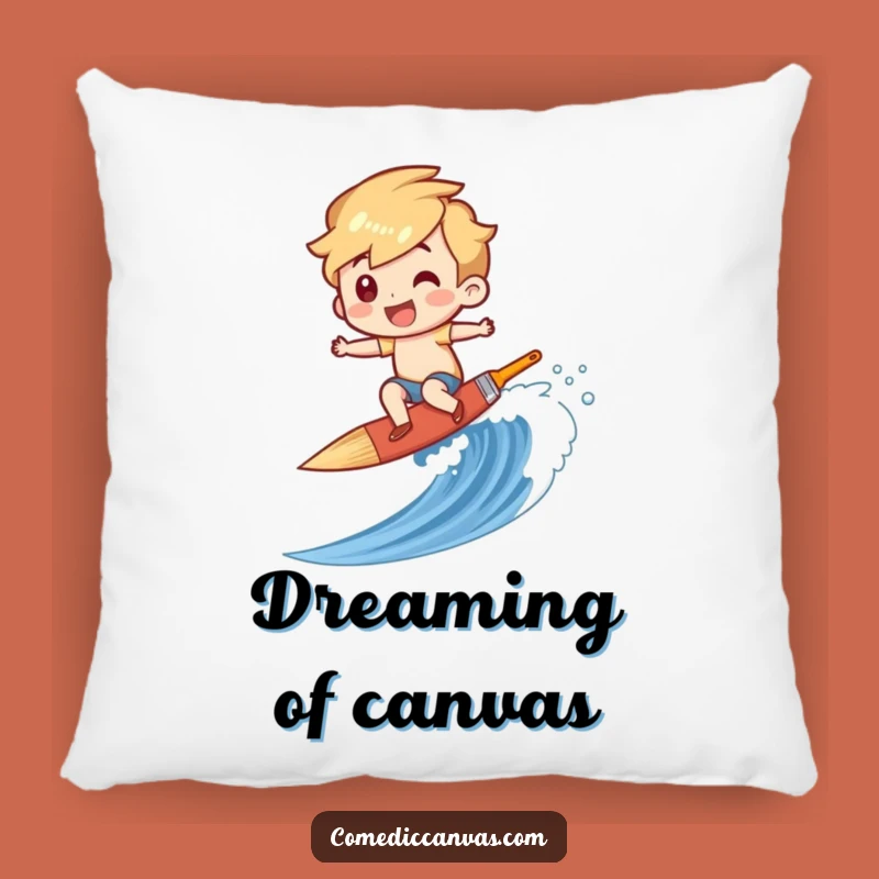Funny Paintbrush Surfer Pillow - Comfy, Hilarious Accent for Creative Spaces