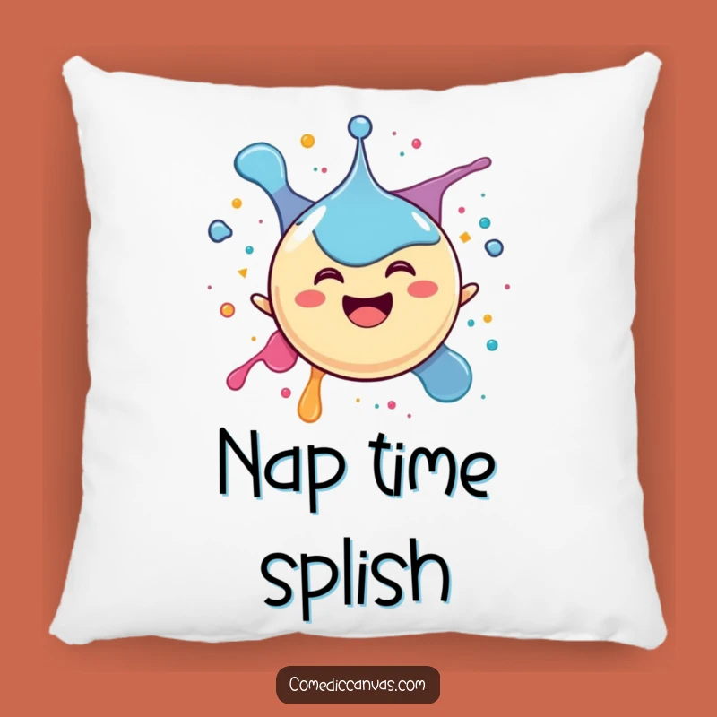 Funny Ink Splat Pillow: Cozy Happy Drop Character's Joyous Funny Comfort