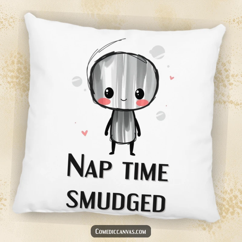 Funny Charcoal Stick Pillow featuring a whimsical character smudging artful lines, providing a soft and humorous artistic accent.
