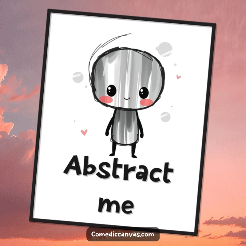 Funny Charcoal Stick Digital Art Print of a whimsical character smudging artful lines, capturing playful creativity and artistic energy.