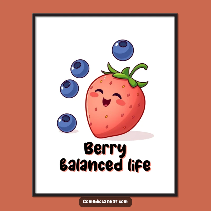 Funny Strawberry Juggling Digital Art: Instant Fruit Fun Download