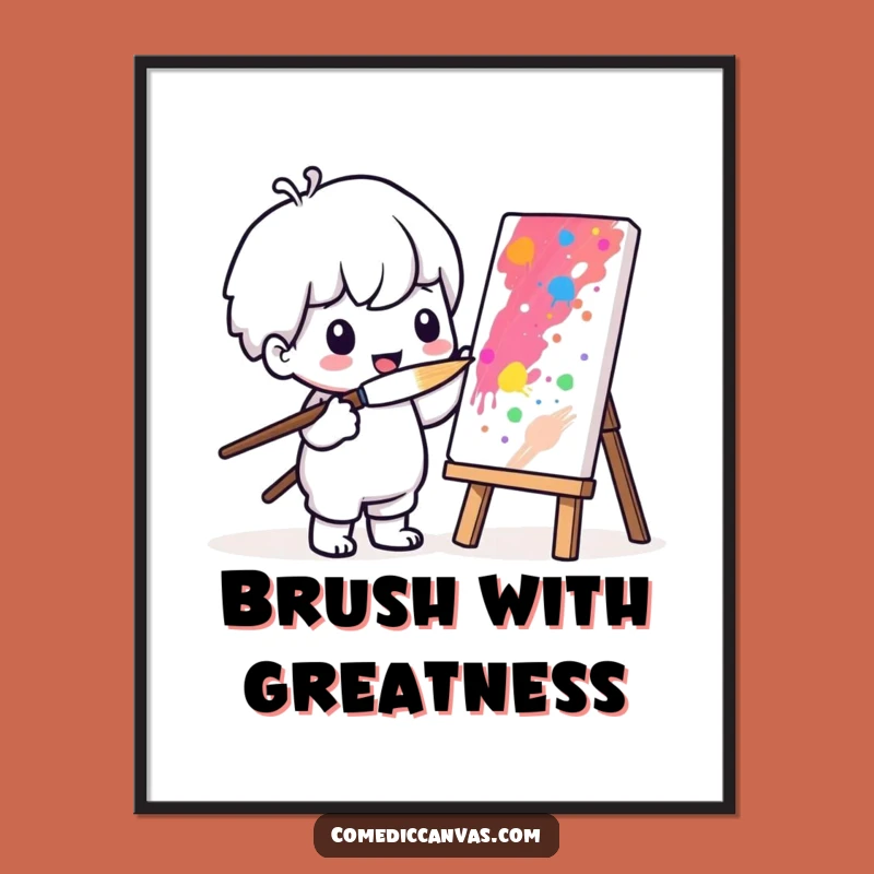 Funny Kawaii Painter Digital Art: Instant Cute Art, Printable Funny Gift