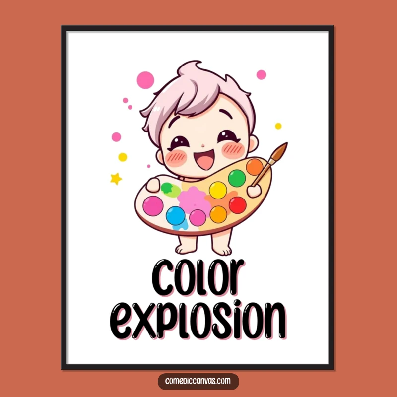 Funny Giggling Paint Palette Digital Print - Instant Cheerful Wall Art Gift