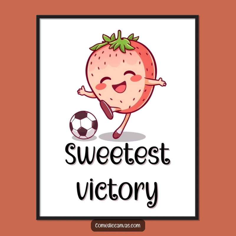 Funny Strawberry Soccer Kick Digital Art Instant Joyful Download