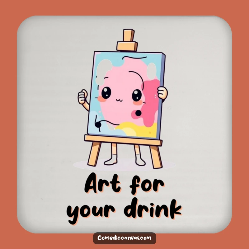 Funny Determined Easel Masterpiece Coaster Set - Protect Surfaces with Artistic Flair