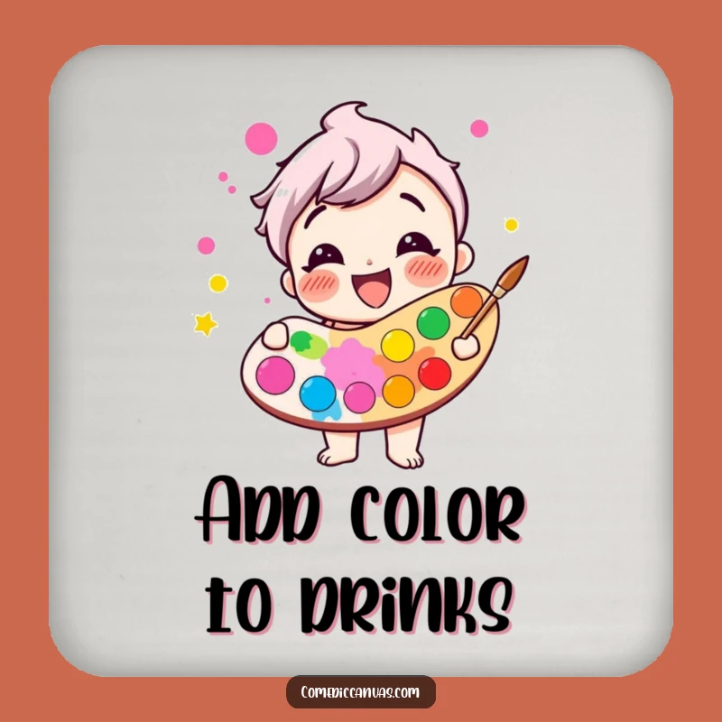 Funny Giggling Paint Palette Coaster Set - Protect Surfaces with Cheerful Humor