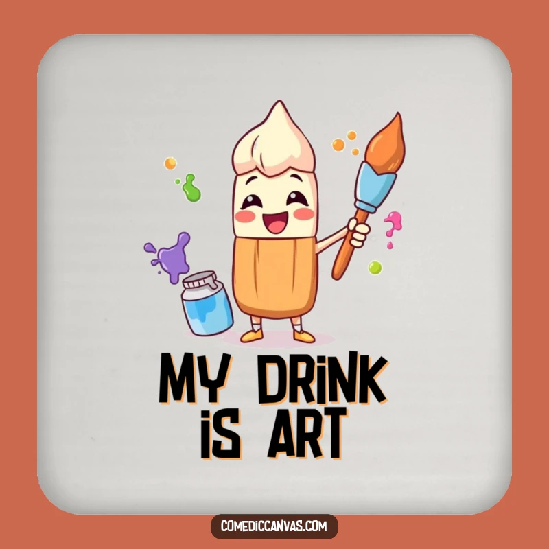 Funny Paintbrush Juggling Coaster Set - Protect Surfaces with Artful Humor