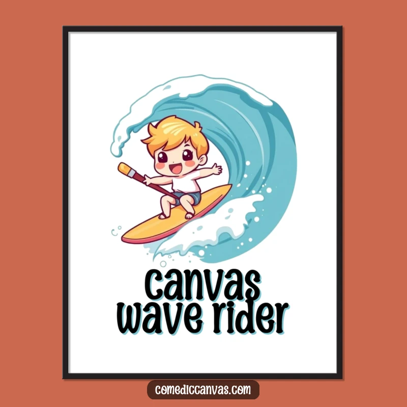 Funny Art Wave Paintbrush Poster: Hilarious Creative Wall Art
