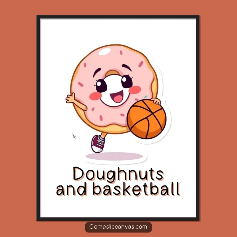Funny Donut Dribbling Poster, a Joyful and Sporty Wall Art