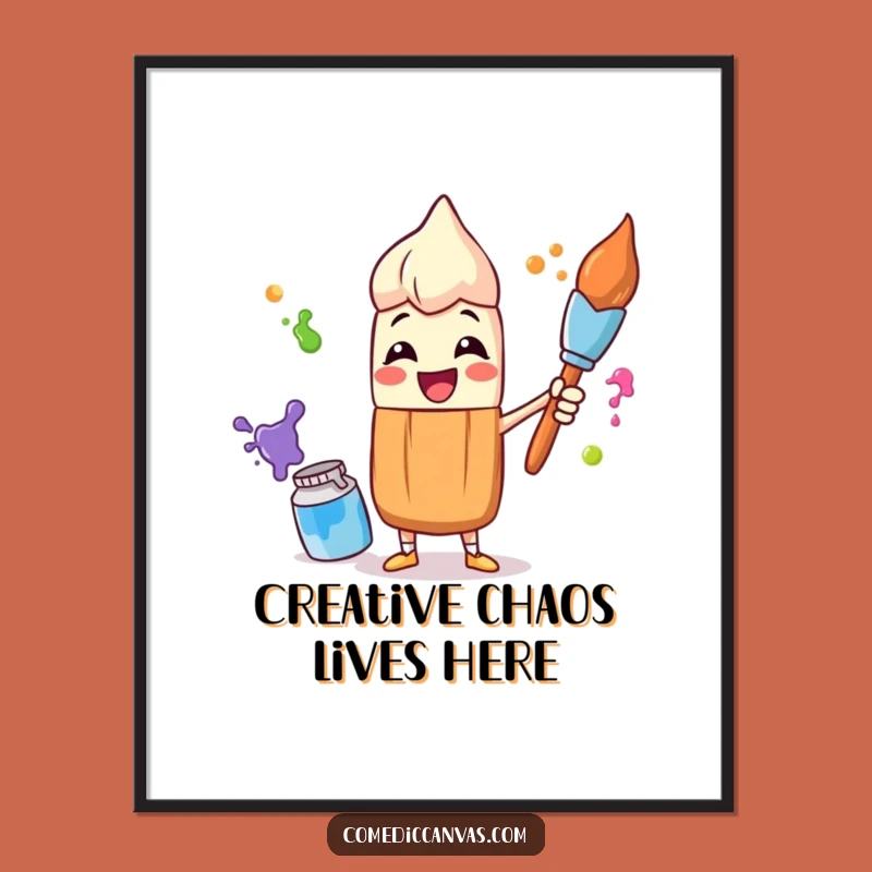 Funny Paintbrush Juggling Poster - Vibrant & Hilarious Art Decor Gift