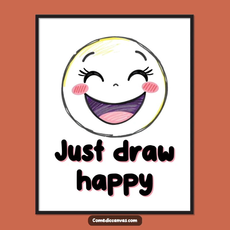 Funny Smiley Crayon Poster - Delighted Character Art Print