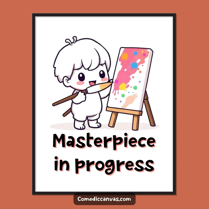 Funny Kawaii Painter Poster: Cute Wall Art, Vibrant & Whimsical Funny Gift