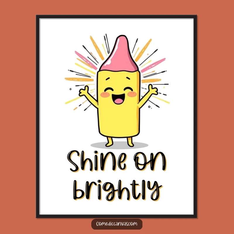 Funny Crayon Sunburst Poster: Joyful Art Print for Happy Spaces