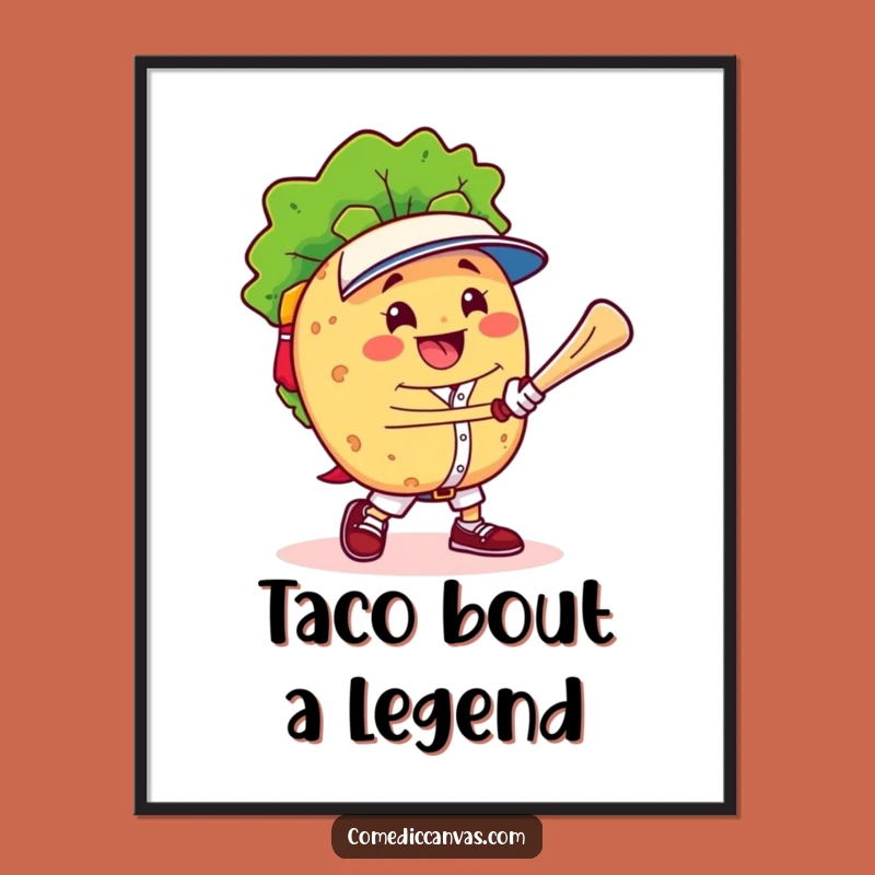 Funny Taco Baseball Champion Poster Vibrant Wall Art for Foodies