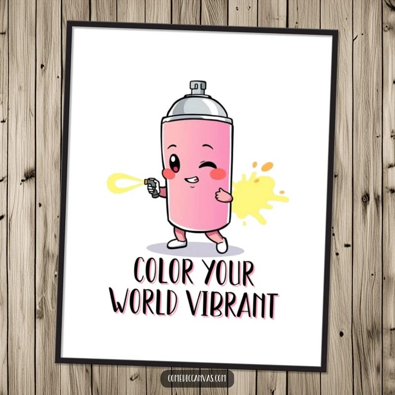 Funny Free Printable Wall Art: A spray paint can character leaving an energetic and vibrant colorful trail.