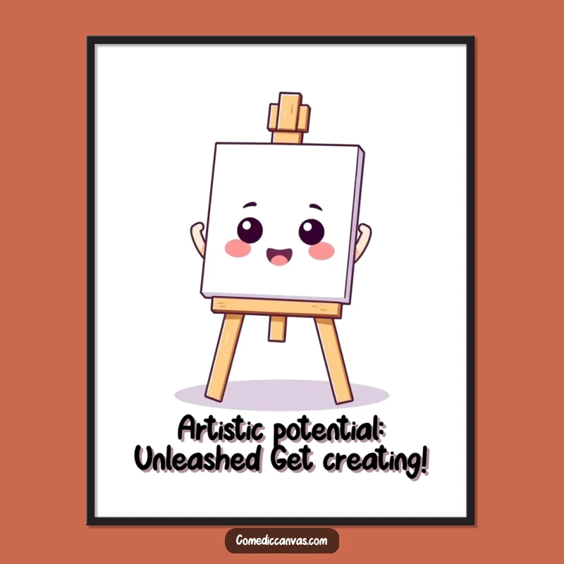 Free Printable Kawaii Easel Art: Anticipation Funny Wall Decor Downloadable