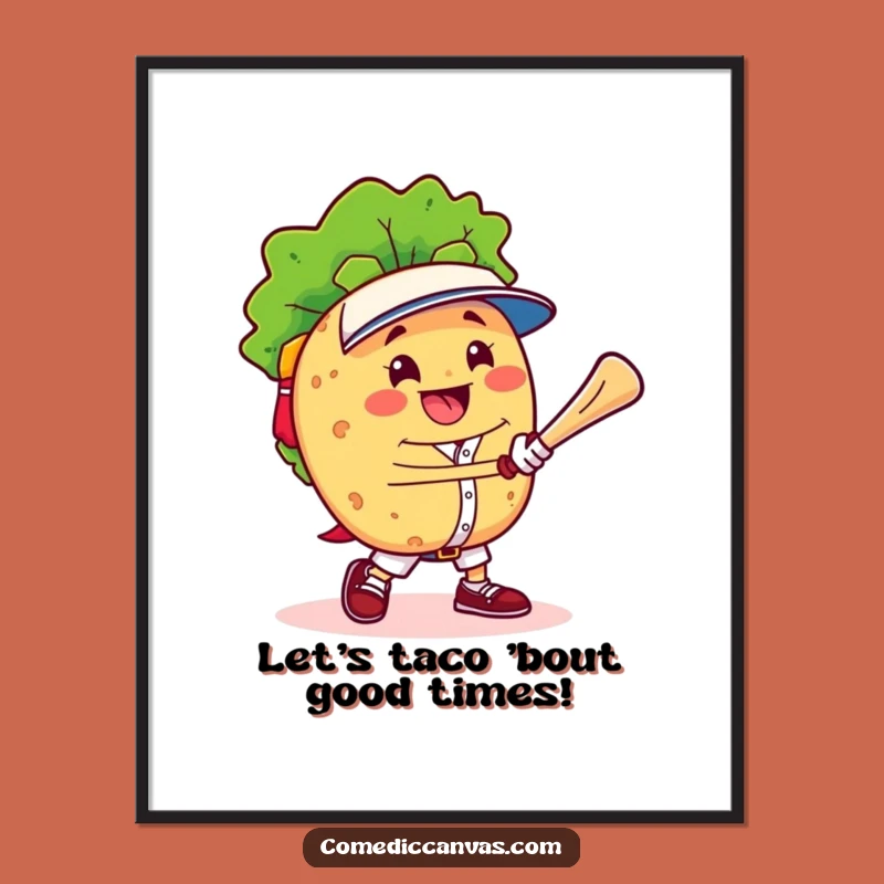 Free Printable Taco Baseball Star Funny Wall Art - Humorous Downloadable Decor