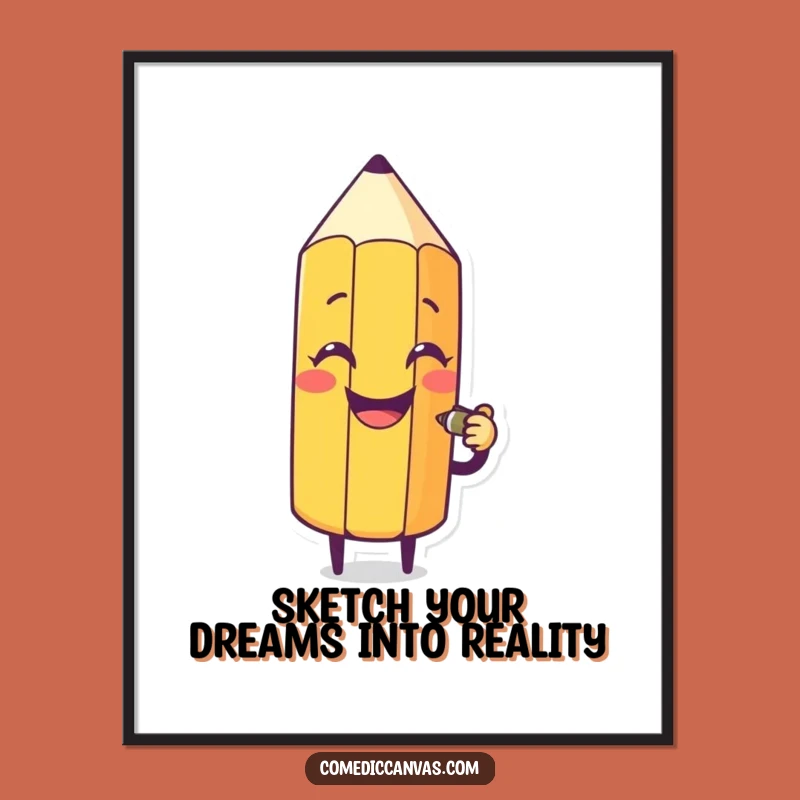 Free Printable Wall Art: Sketching Pencil Character Funny DIY Downloadable Decor