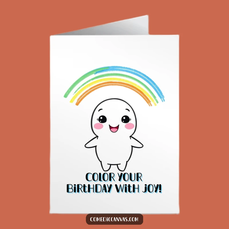 Free Printable Birthday Card: Crayon Rainbow Character Funny Downloadable Gift