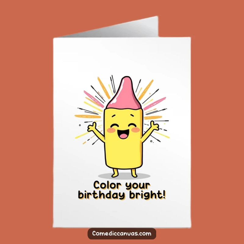 Free Printable Birthday Card: Crayon Sunburst - Joyful Artist's Greeting