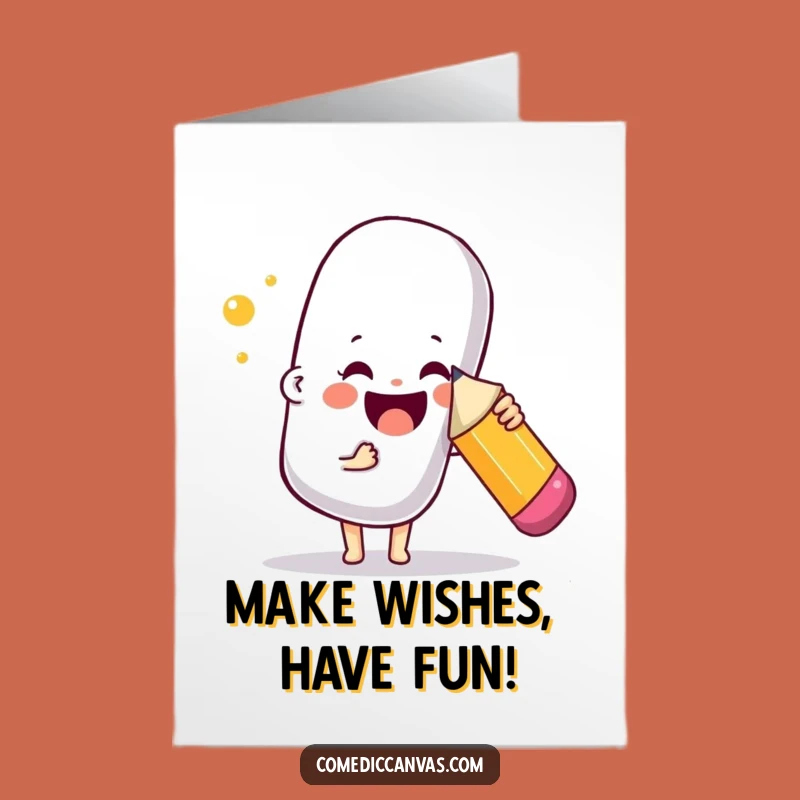 Free Printable Birthday Card: Eraser Poke Character Funny Downloadable Gift