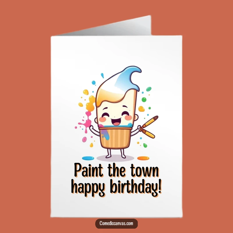 Free Printable Birthday Card: Paint Splatter Fun, Cheerful Brush, Downloadable Gift