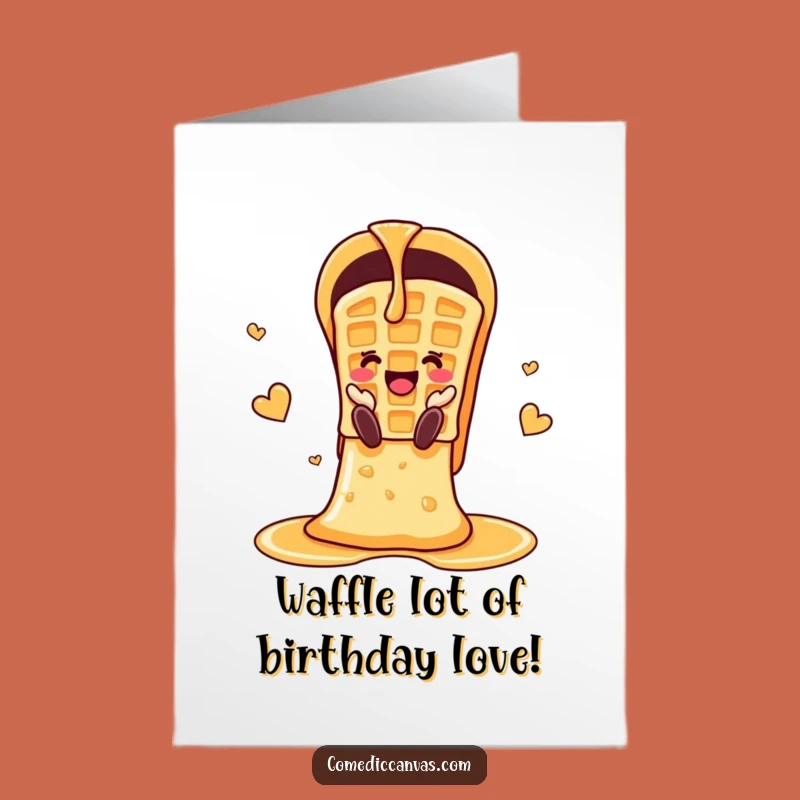 Happy Waffle Syrup Slide Free Printable Birthday Card - Cheerful Downloadable
