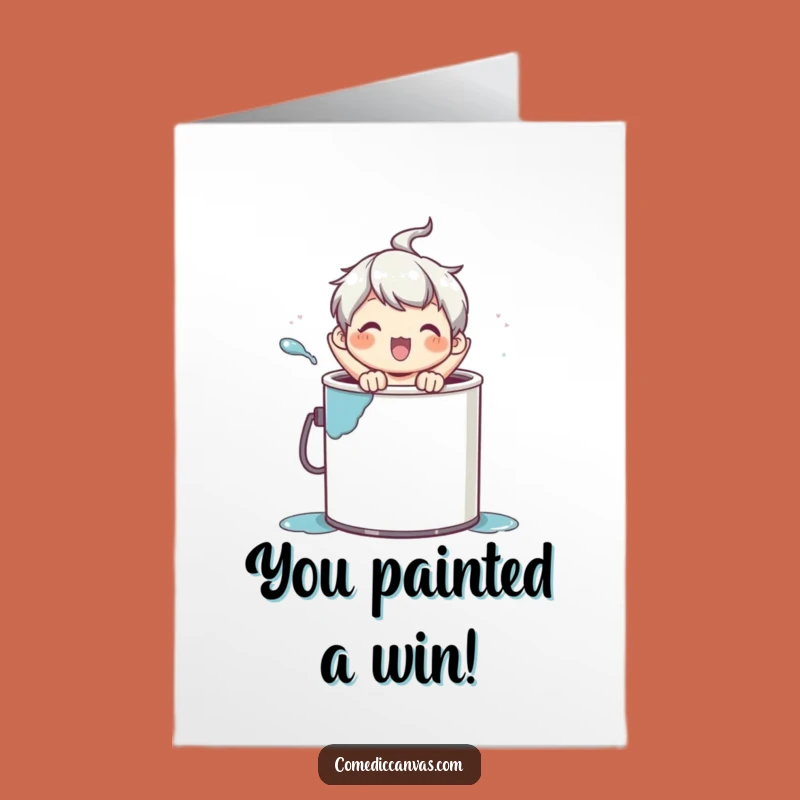 Free Printable Congrats Card: Funny Paint Splatter Character Surprise Downloadable