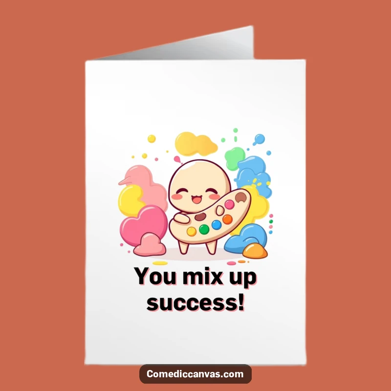 Free Printable Congrats Card: Giggling Palette Character Funny Achievement Downloadable